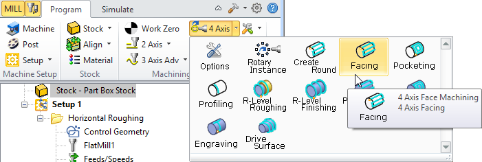 Facing, 4 Axis Menu Item