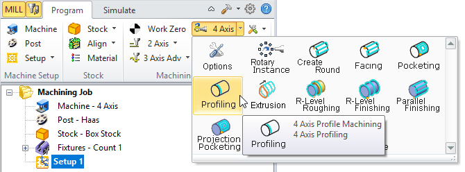 4 Axis Profiling Menu Item