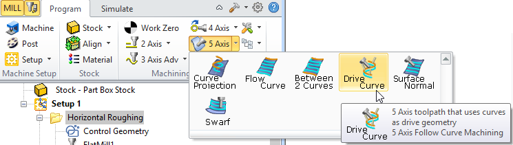 Drive Curve, 5 Axis Menu Item - Premium Configuration Shown