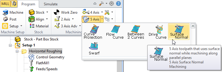Surface Normal, 5 Axis Menu Item - Premium Configuration Shown