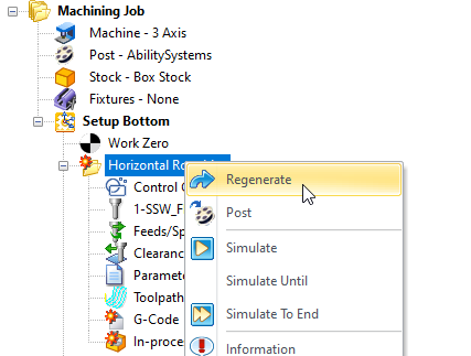 Right-click on an Operation and Select Regenerate