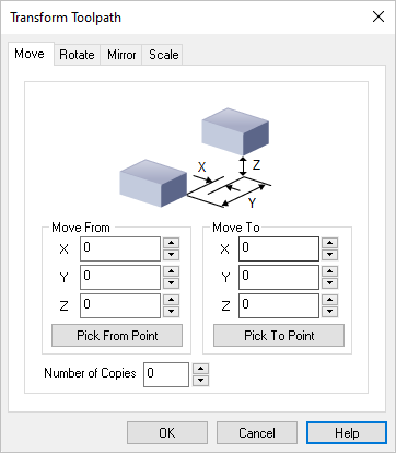 Dialog Box: Transform Toolpath, Move tab
