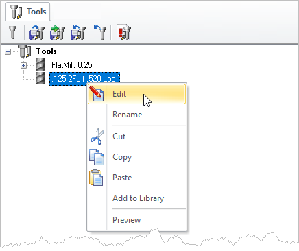 Right-click to edit a Tool in your Tool List