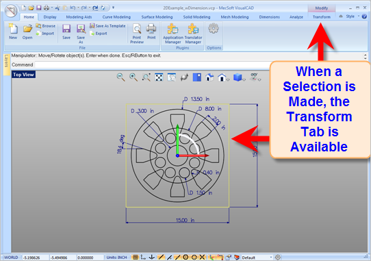 The Transform Ribbon Bar is Enabled