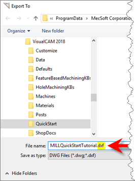 Exporting to the *.dxf File Type