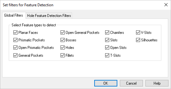 Dialog Box: Features Filters, Global Filters tab