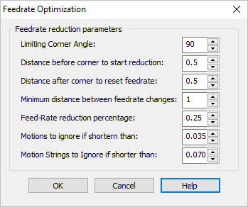 Dialog Box: Feedrate Optimization
