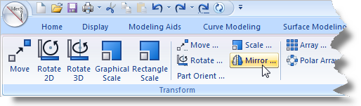 The Mirror icon on the Transform Ribbon Bar
