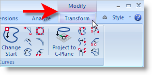 The Transform Ribbon Bar is Activated