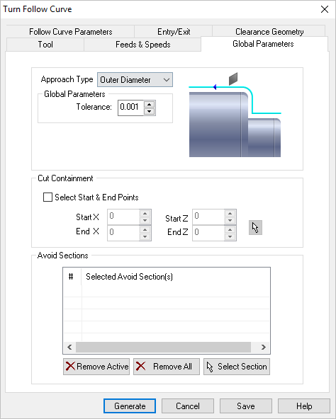 Dialog Box: Global Parameters tab, Turn Follow Curve