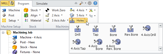 Drilling (Hole Making) Operations Menu