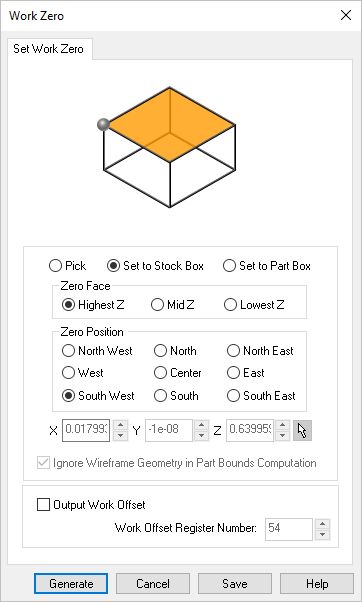 Dialog Box: Work Zero