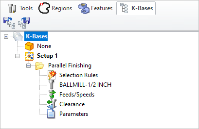 K-Bases tab of the Machining Objects Browser
