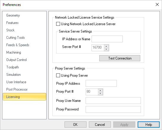 Dialog Box: License Preferences