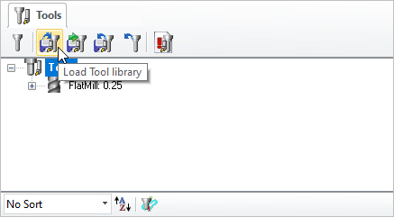Machining Objects Browser, Load Tool Library