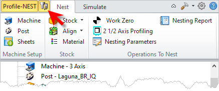 Locating the Machining Objects Browser toggle tab