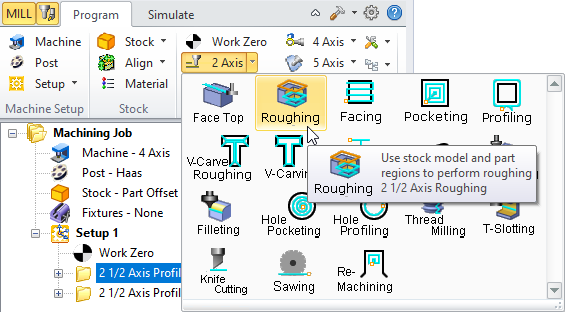 2½ Axis Roughing Menu Item