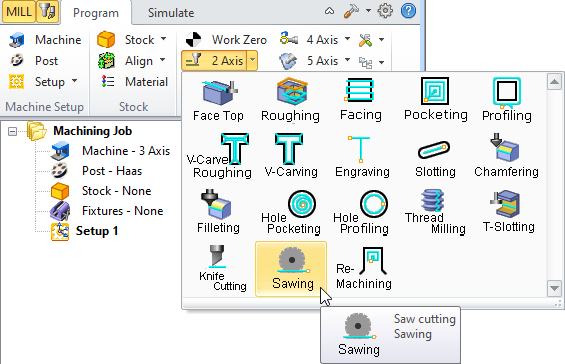 2½ Axis Saw Cutting Menu Item