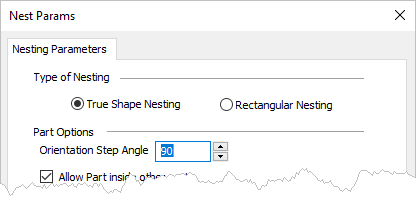 Nesting Parameters Dialog