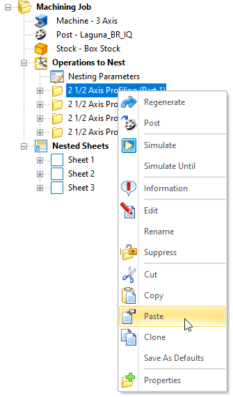 Machining Browser: Paste an Operation