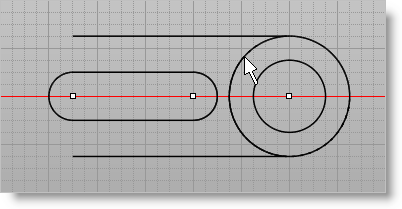 trim the large circle where it meets the two extended lines