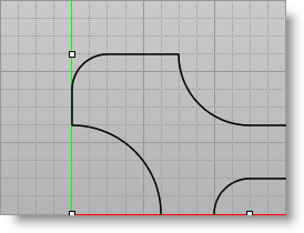 From the Modify tab, select Trim to trim the curves to obtain the shape as shown
