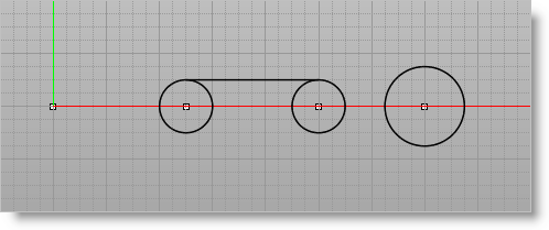 Create a line between the top quadrants points of the smaller circles
