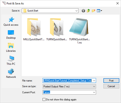 Enter a file name for the posted file and pick Post from the Post & Save As dialog box