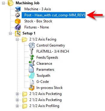The Current Post-Processor is stored with your Part File