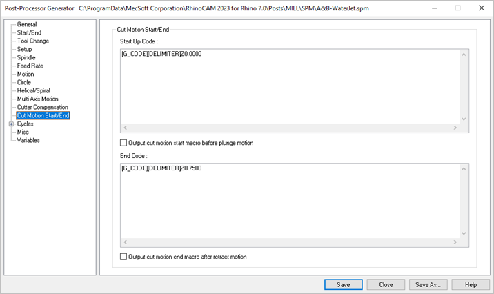 PPG Editor: Cut Motion Start/End