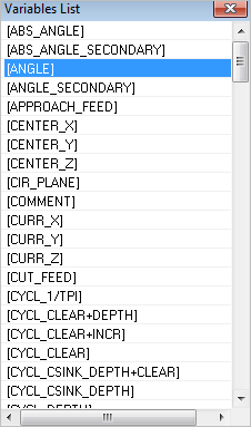 Dialog Box: Variable List