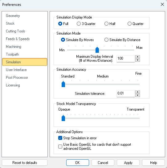 Dialog Box: Set Simulation Preferences