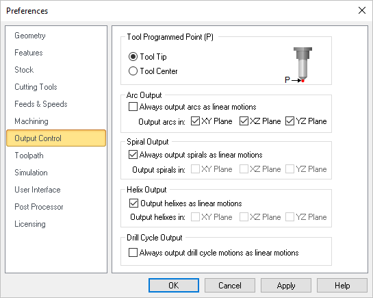 CAM Preferences: Machining