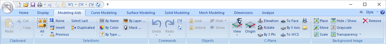 Modeling Aids Ribbon Bar