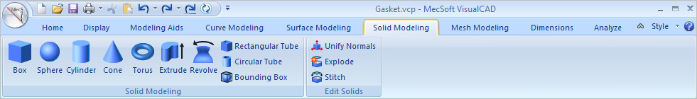Solid Modeling Ribbon Bar