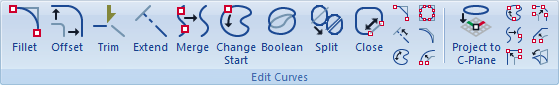 Curve Modeling Ribbon Bar - Edit Curves Pane
