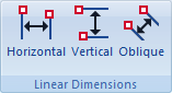 Dimensions Ribbon Bar - Linear Dimensions Pane
