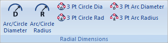 Dimensions Ribbon Bar - Radial Dimensions Pane
