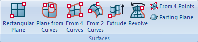 Surface Modeling Ribbon Bar - Surfaces Pane