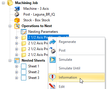 Select Information from the Right-click Menu