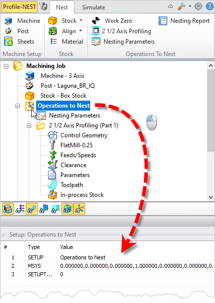 Setup Information is displayed in the Toolpath Viewer
