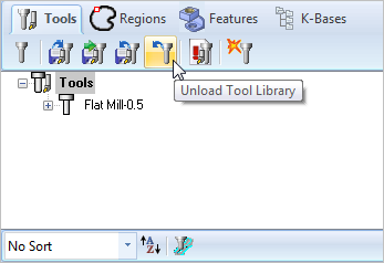 Machining Objects Browser, Unload Tool Library