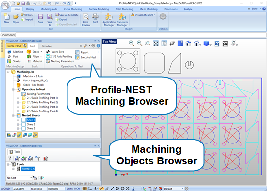 The Profile-NEST module running inside of VisualCAD
