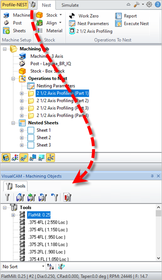 Toggle the Machining Objects (Mobs) Browser Display