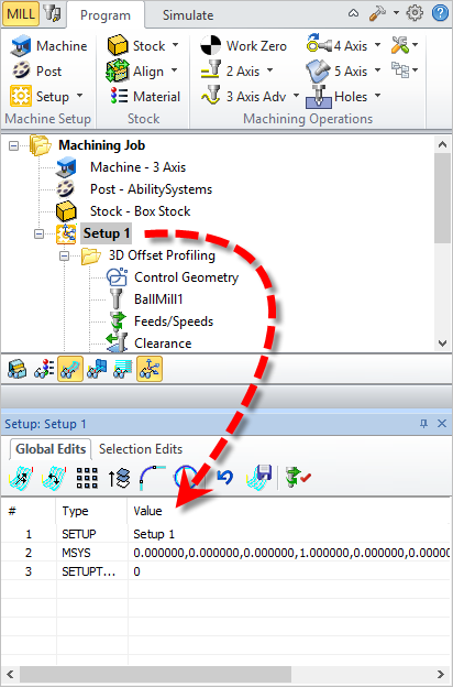 Setup Information is displayed in the Toolpath Viewer