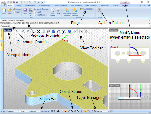 VisualCAD Screen Layout